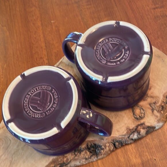 Set of 2 Longaberger Basketweave Soup Mugs in Eggplant / Purple - Picture 3 of 5